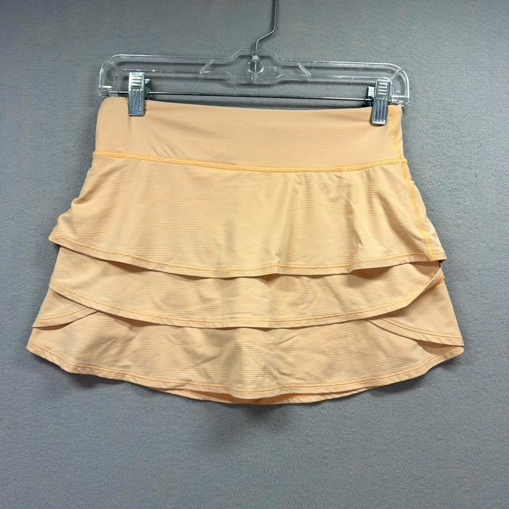 Athleta Girl Swing Mini Skort XL/14 Light Peach Golf Tennis Performance Ruffled